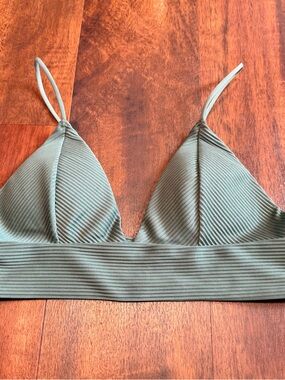 H&M Ribbed Triangle Bralette in Olive